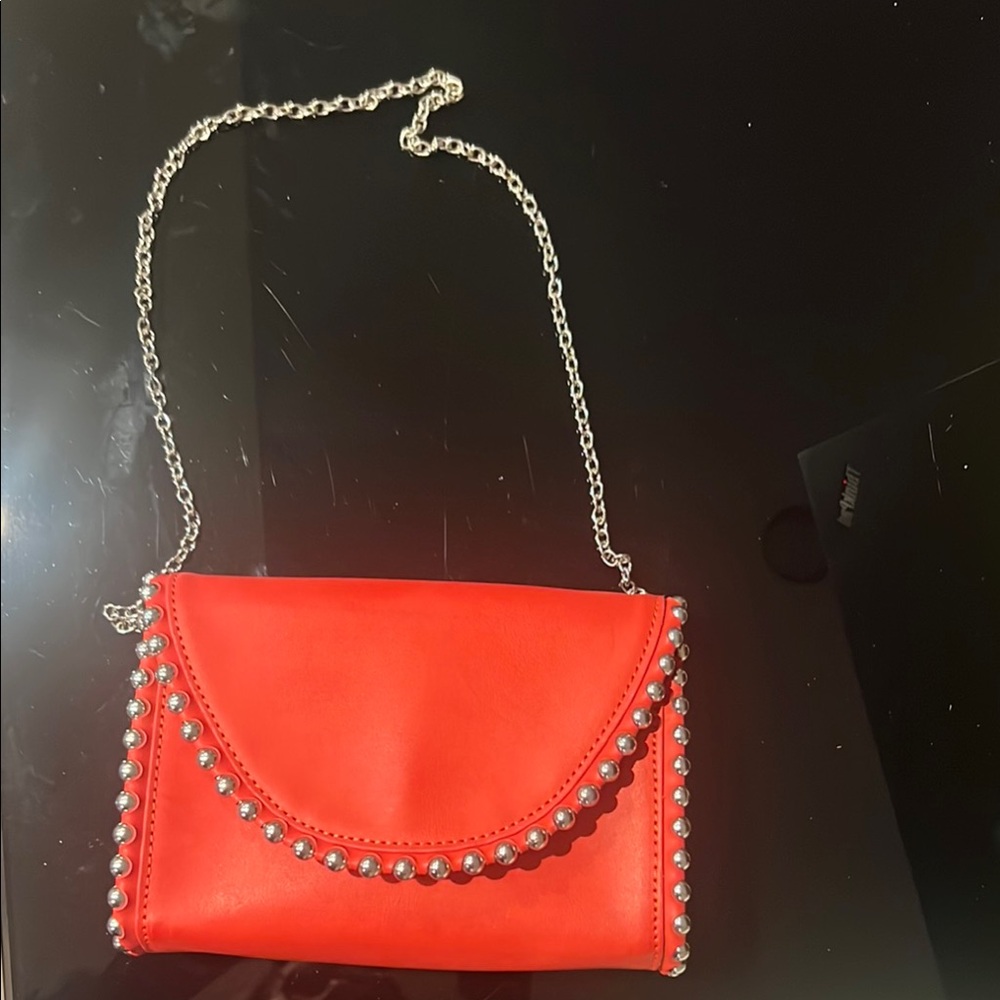 Crossbody Red Studded Chain Shoulder Bag